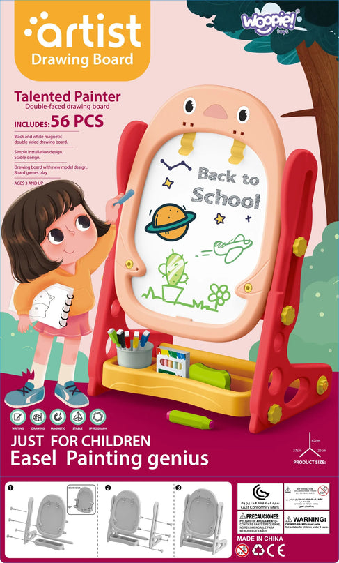 Woopie 8in1 dvipusė magnetinė piešimo, rašymo ir žaidimų lenta