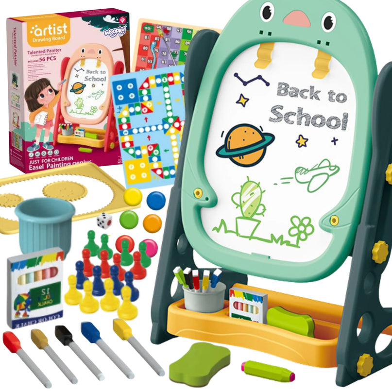 Woopie 8in1 dvipusė magnetinė piešimo, rašymo ir žaidimų lenta