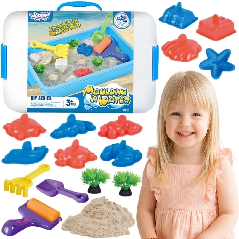 Woopie 900 g vandeniui atsparaus kinetinio smėlio rinkinys