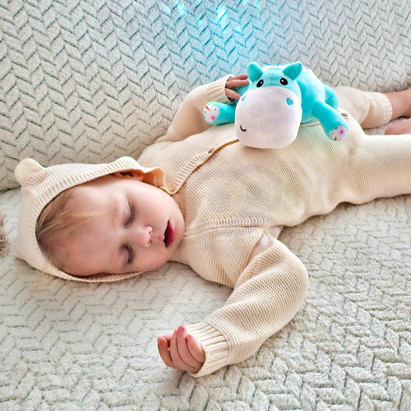 „WOOPIE BABY“ 2-in-1 projektorius ir migdukas – pliušinis hipopotamas