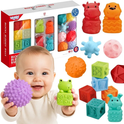 Woopie Baby 20 dalių minkštų sensorinių kaladėlių rinkinys