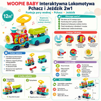 Woopie Baby interaktyvus lokomotyvas 2in1