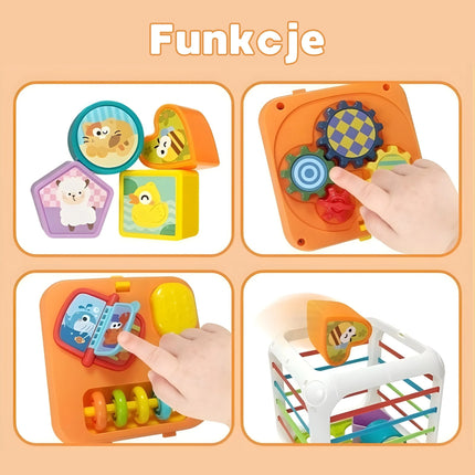 Woopie Baby Montessori elastingas sensorinis kubas 4in1