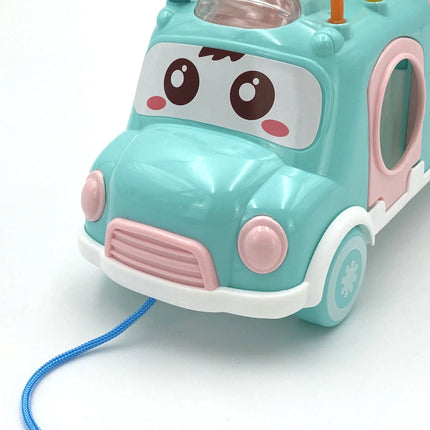 Woopie Baby muzikinis traukiamas automobilis–sorteris su cimbolais 3‑in‑1