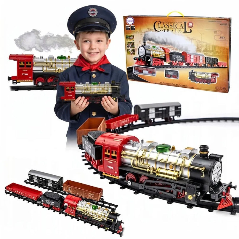 Woopie „Classical Train“ elektrinis traukinys su dūmais ir 29 aksesuarais