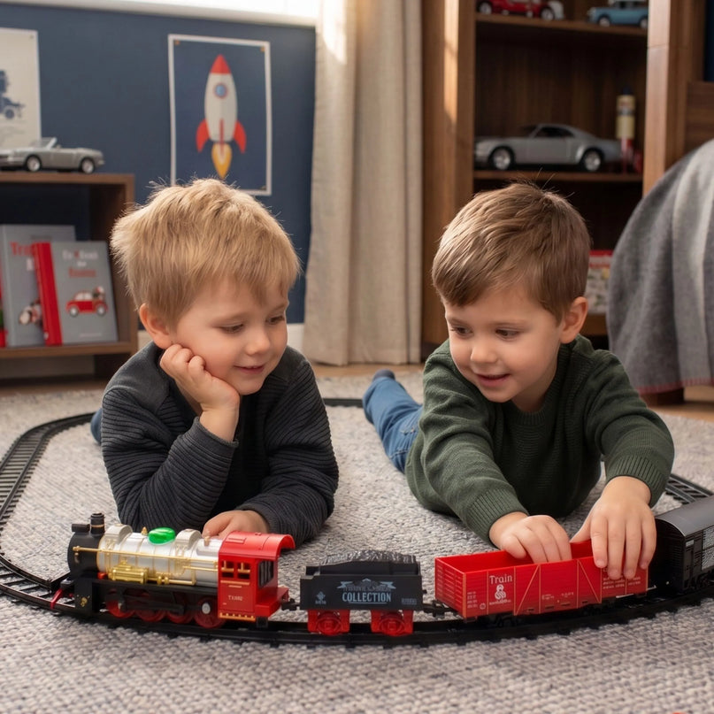 Woopie „Classical Train“ elektrinis traukinys su dūmais ir 29 aksesuarais