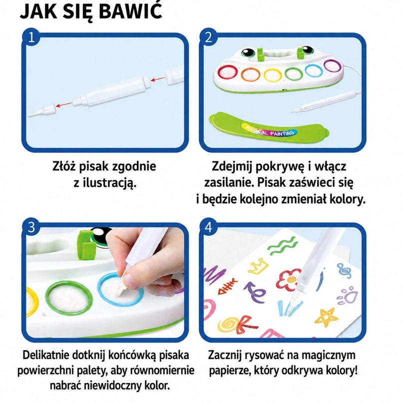 WOOPIE Color Draw kūrybinis piešimo rinkinys su šviečiančiu teptuku