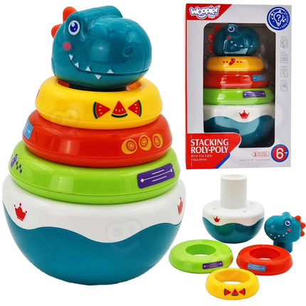 Woopie Dino Pyramid Puzzle – sensorinė balansavimo piramidė