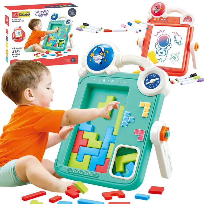 WOOPIE dvipusė piešimo lenta su Tetris dėlione, 3+
