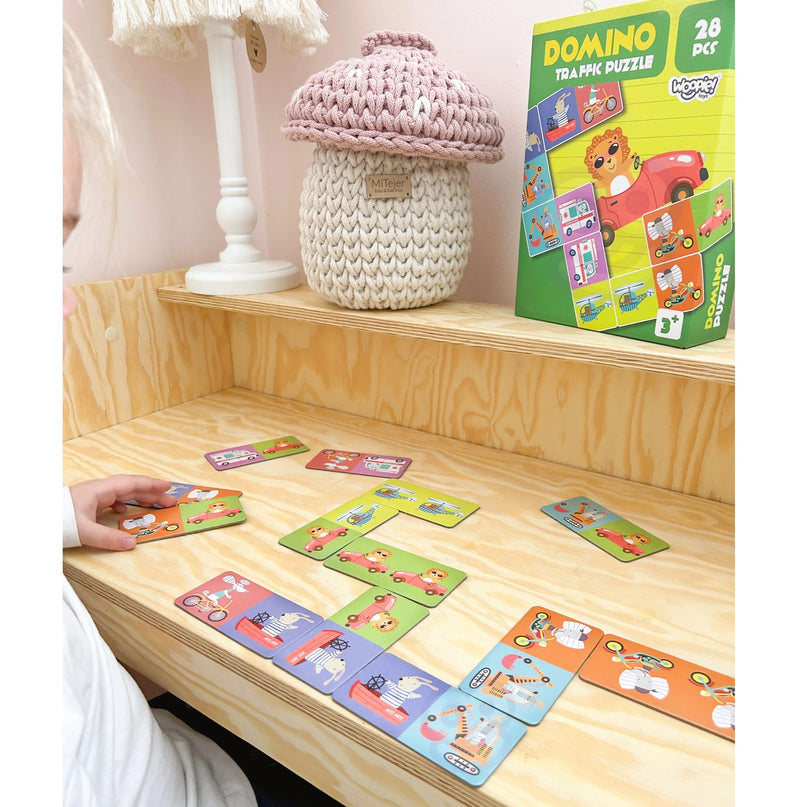 WOOPIE edukacinis žaidimas „Transportas“ Gyvūnai Montessori domino dėlionė