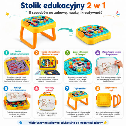 Woopie Funny Study Table – 3in1 kūrybinis, edukacinis ir konstravimo stalas