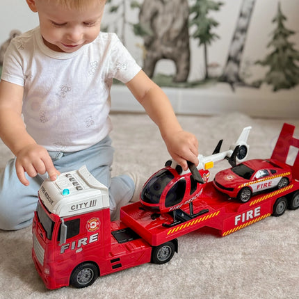 Woopie gaisrinės gelbėjimo rinkinys su tralu, sraigtasparniu ir automobiliu