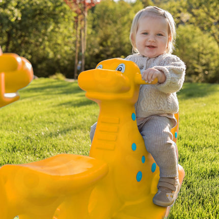 WOOPIE geltonas daugiavaikis dinozaurų supamasis žaislas