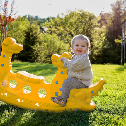 WOOPIE geltonas daugiavaikis dinozaurų supamasis žaislas