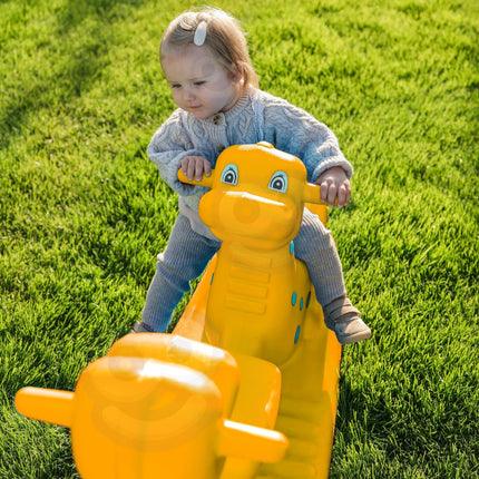 WOOPIE geltonas daugiavaikis dinozaurų supamasis žaislas