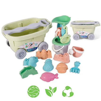 WOOPIE GREEN ekologiškas smėlio karučio rinkinys vaikams, 3+