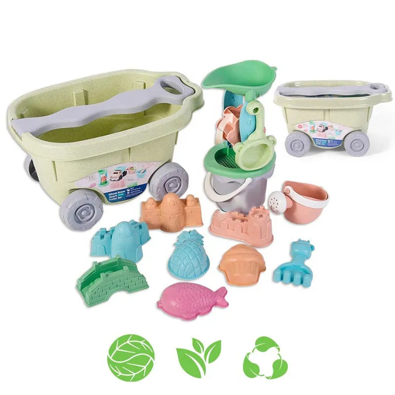 WOOPIE GREEN ekologiškas smėlio karučio rinkinys vaikams, 3+