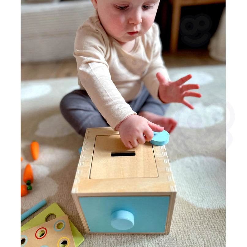 WOOPIE GREEN medinė edukacinė 4-in-1 Montessori rūšiavimo dėžutė „Morkų žaidimas“