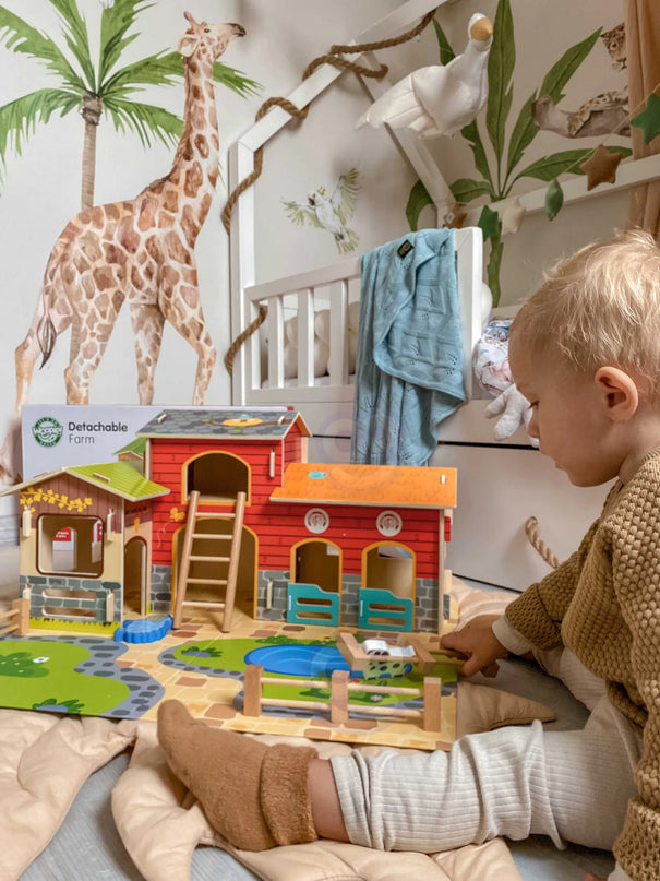 Woopie GREEN medinė „Mega ferma“ – 18 dalių kūrybinis ūkio rinkinys