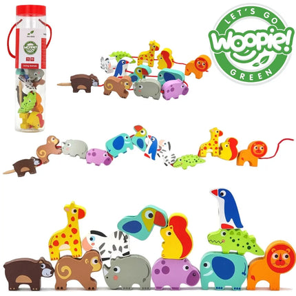 Woopie GREEN mediniai vėrimo karoliukai „Safari“