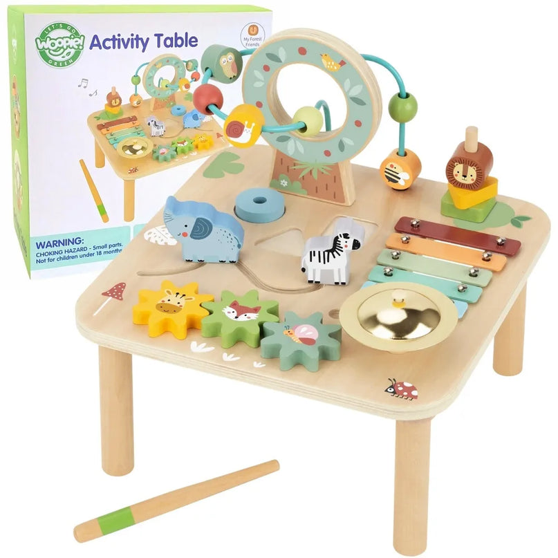 Woopie Green medinis Montessori aktyvumo staliukas 5in1