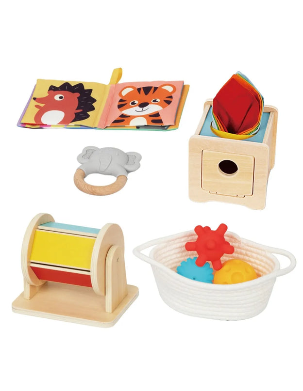 WOOPIE GREEN XXL Montessori edukacinė sensorinė dėžė 6 viename, 13 dalių, 5–6 mėn. kūdikiams