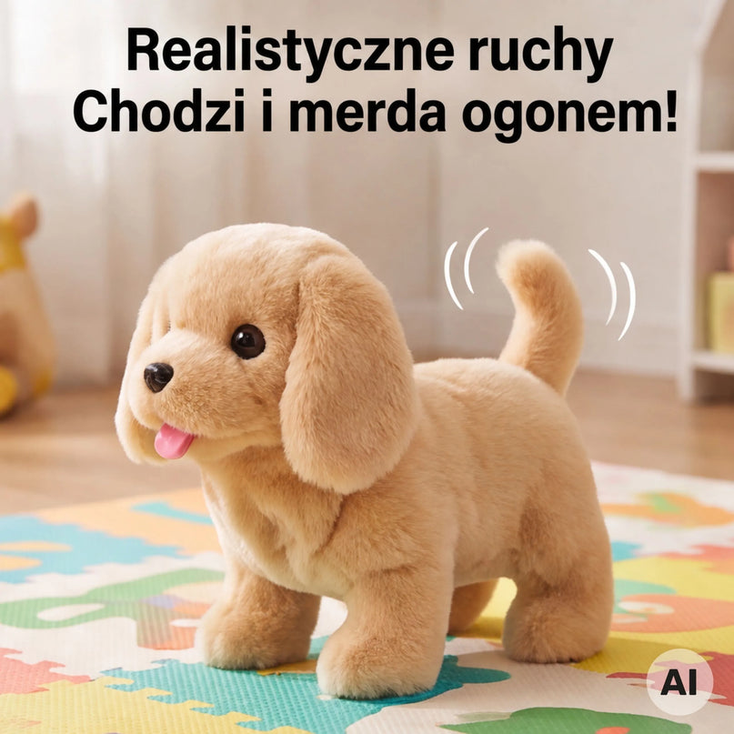 WOOPIE interaktyvus pliušinis šuniukas su pavadėliu ir aksesuarais