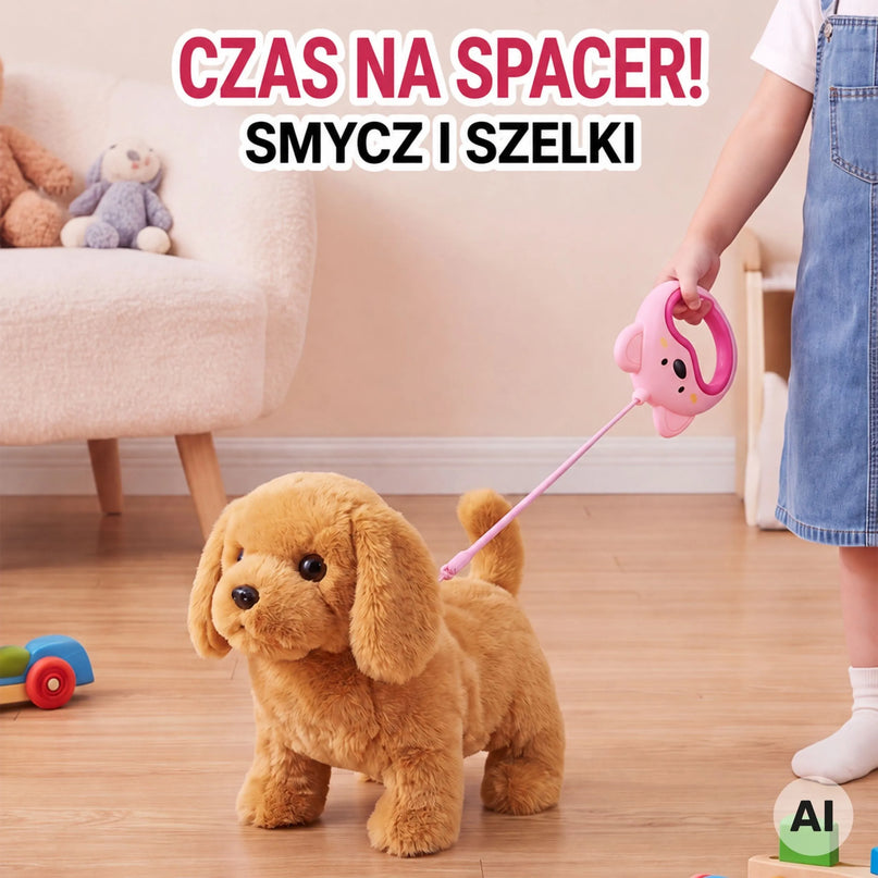 WOOPIE interaktyvus pliušinis šuniukas su pavadėliu ir aksesuarais