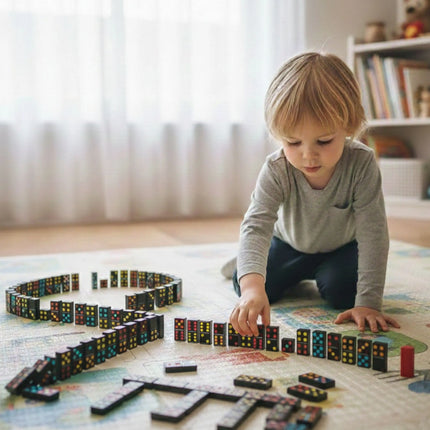 Woopie klasikinis domino su spalvotais taškais – 28 el.