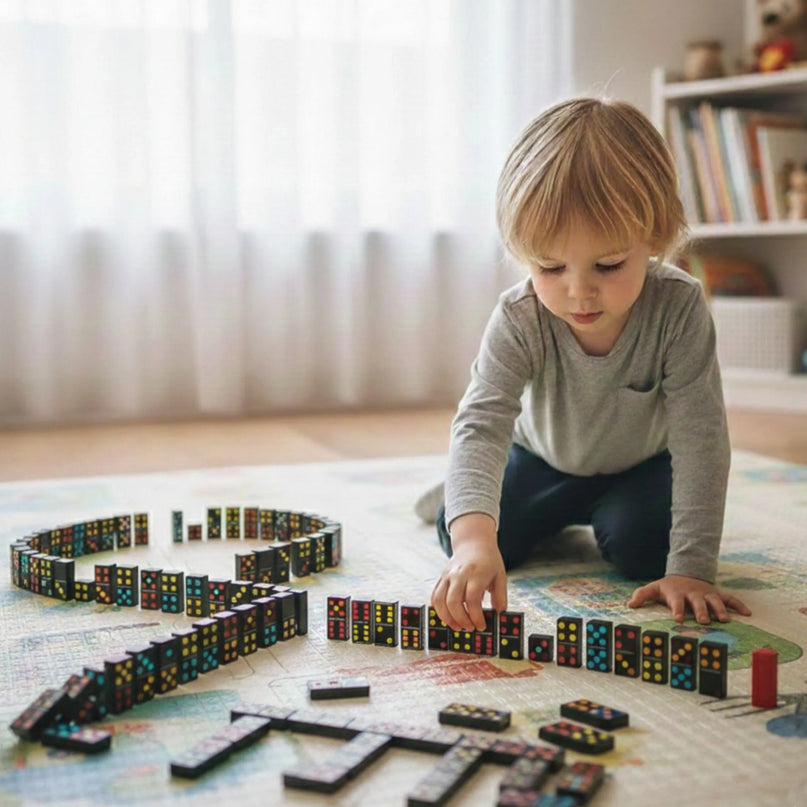 Woopie klasikinis domino su spalvotais taškais – 28 el.