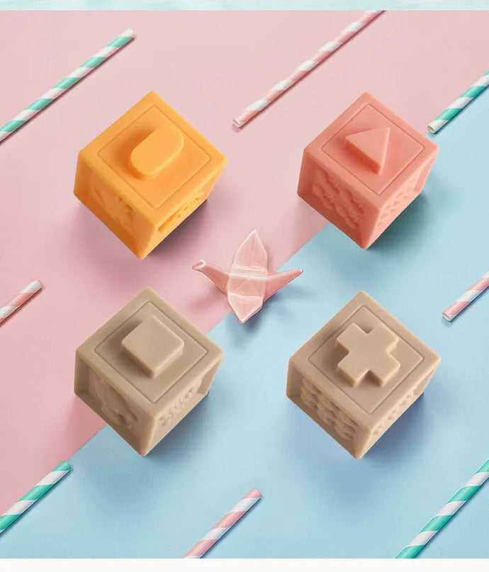 WOOPIE kūdikių sensoriniai kaladėlių rinkinys „Squeeze Puzzle“ (12 vnt.)
