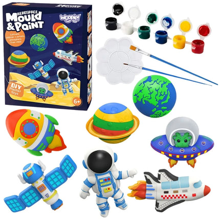 Woopie kūrybinis gipsinių figūrėlių rinkinys „Kosmosas“ – Mould & Paint SPACE (6+)