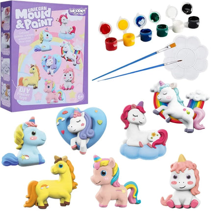 Woopie kūrybinis gipsinių figūrėlių rinkinys „Vienaragiai“ – Mould & Paint (6+)