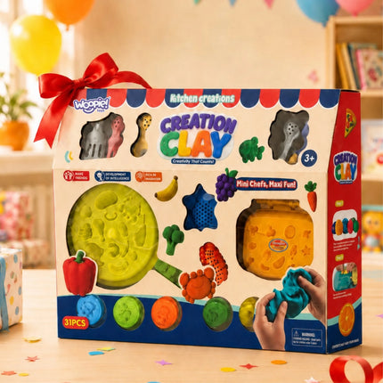 Woopie kūrybinis rinkinys „Creation Clay“ – kulinarinė fantazijų dirbtuvė (31 el.)