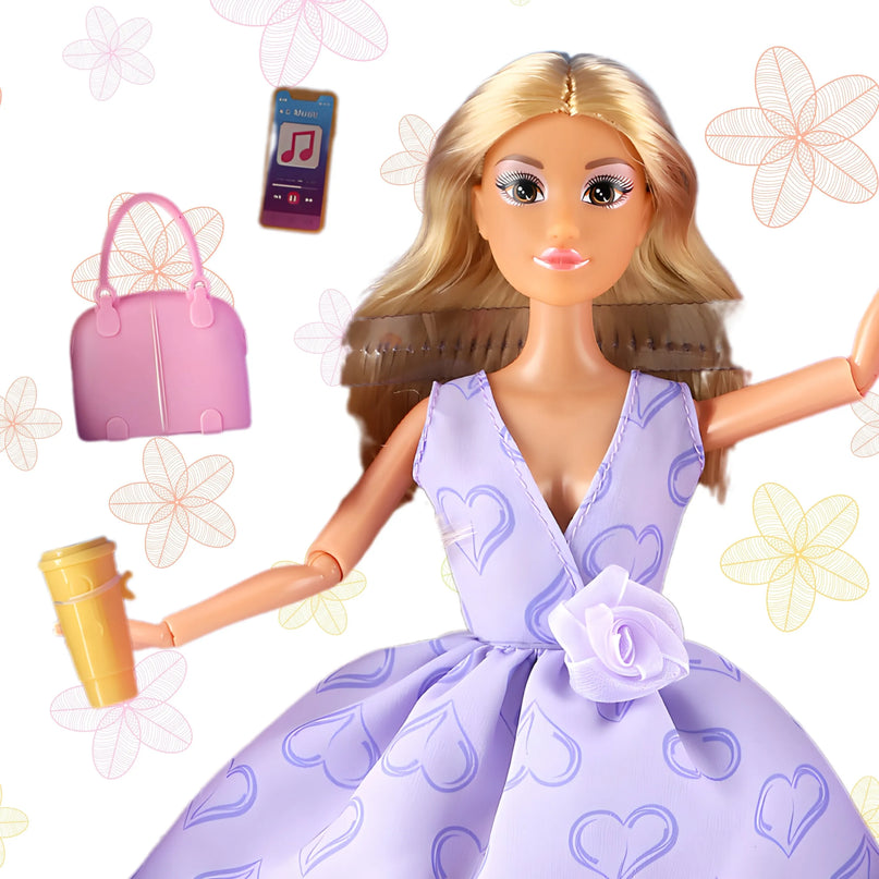 Woopie lėlė Lily su levandine suknele ir aksesuarais – 30 cm