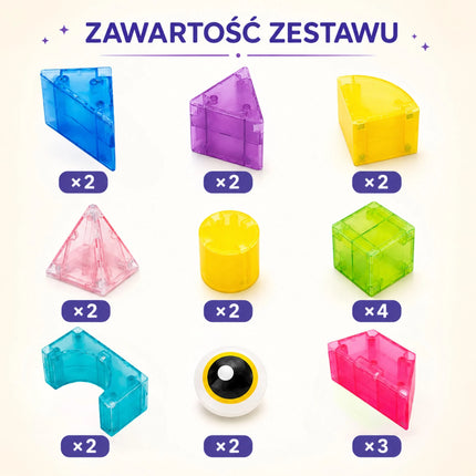 Woopie M Block Magnetic – magnetinių kaladėlių rinkinys (21 el.)