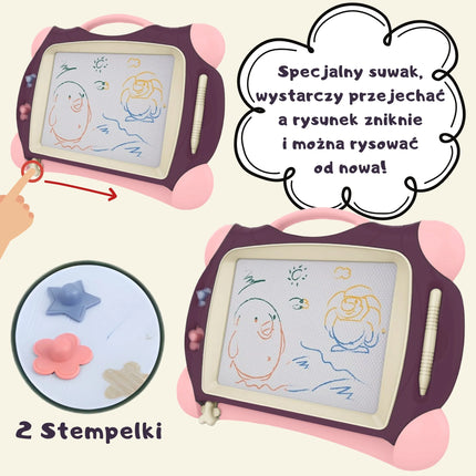 „WOOPIE“ magnetinė spalvinimo lenta su žymekliu + 2 violetiniai antspaudai