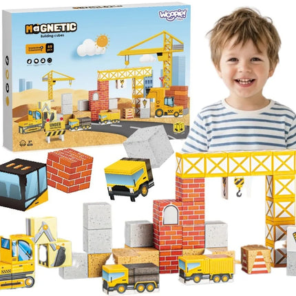 Woopie magnetiniai kubeliai „Statybų aikštelė“ (49 el.)