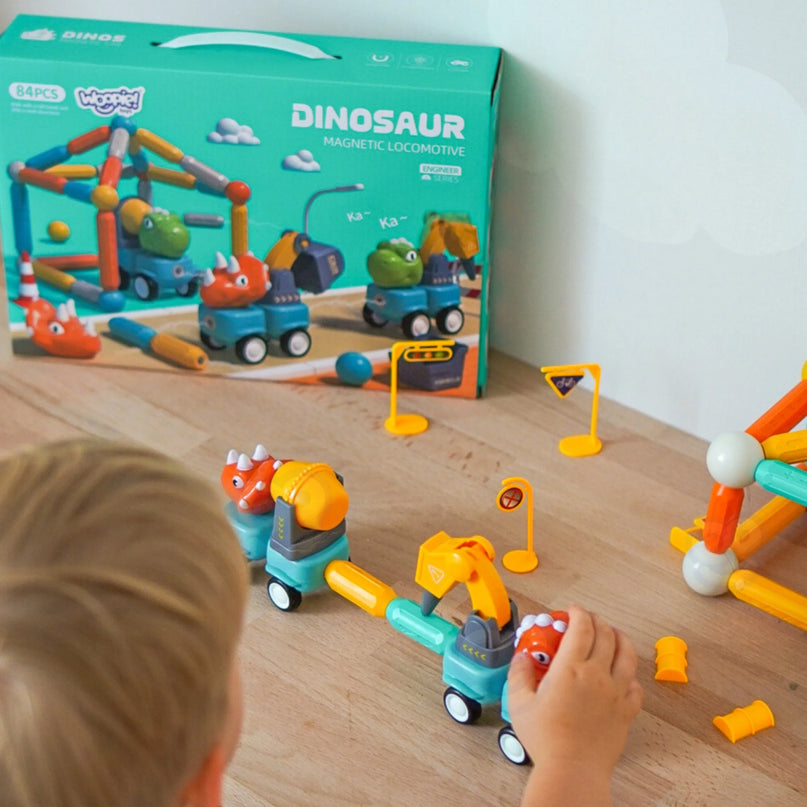 Woopie magnetinis konstruktorius „Dinozaurai ir statybinės mašinos“