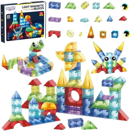 „WOOPIE“ magnetinių 3D kubų konstravimo edukacinis rinkinys (63 vnt.)