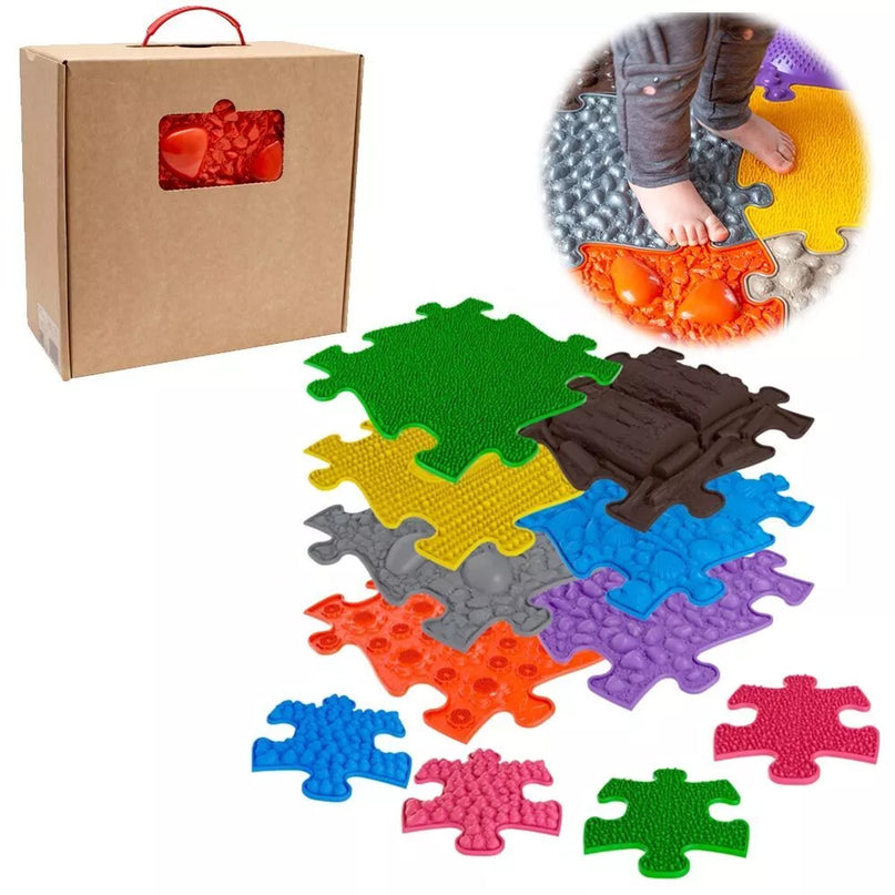 WOOPIE sensorinis kilimėlis ortopedinė dėlionė 7 detalės + 4 mažos