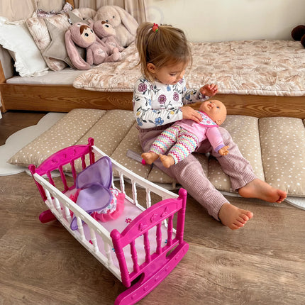 Woopie minkšta lėlė su rožine lovyte ir priežiūros aksesuarais