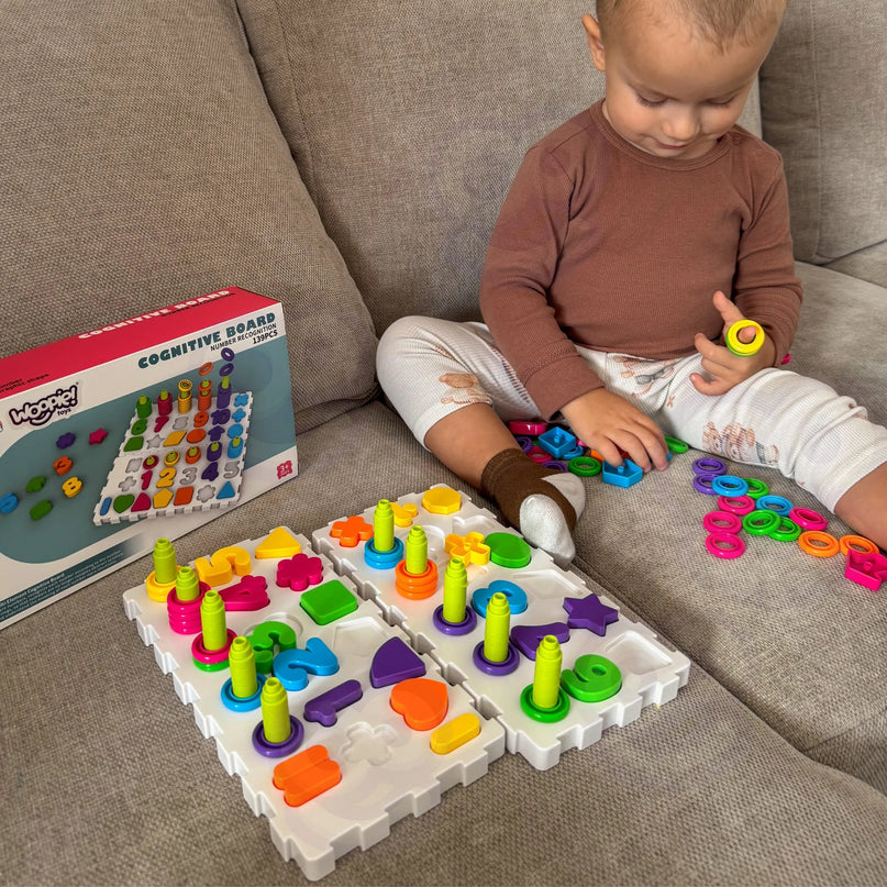 Woopie Montessori edukacinė dėlionė – 139 elementų rinkinys su raidėmis, skaičiais ir formomis