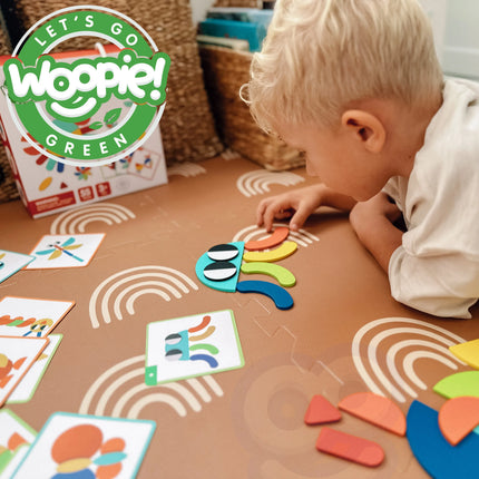 Woopie Montessori medinė dėlionė „Smegenų treniruotė“ – 55 el.