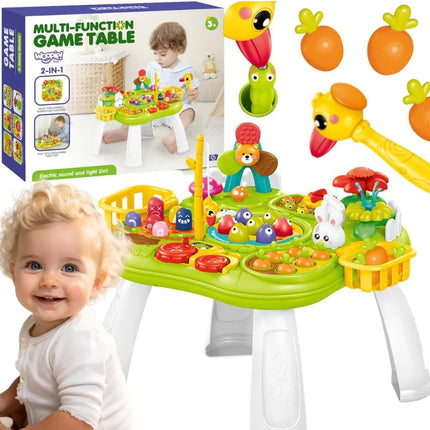 Woopie Multi‑Function Game Table – 2in1 interaktyvus edukacinis stalas su šviesomis ir garsais