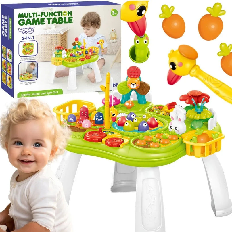 Woopie Multi‑Function Game Table – 2in1 interaktyvus edukacinis stalas su šviesomis ir garsais