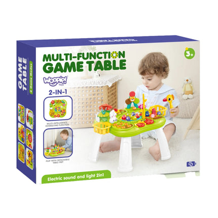 Woopie Multi‑Function Game Table – 2in1 interaktyvus edukacinis stalas su šviesomis ir garsais