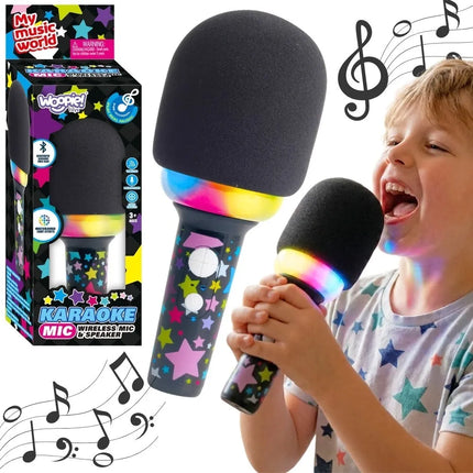 Woopie „My Music World“ belaidis karaoke mikrofonas su garsiakalbiu (juodas, 3+)