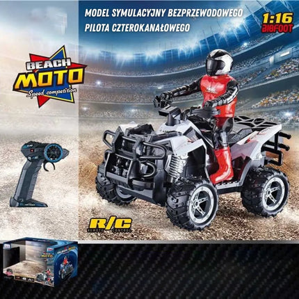 Woopie nuotoliniu būdu valdomas keturratis su motociklininko figūrėle (2.4 GHz)