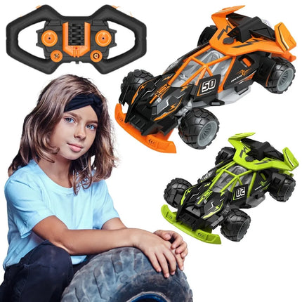 Woopie nuotoliniu būdu valdomas oranžinis visureigis su LED ir garų efektu (2.4 GHz)